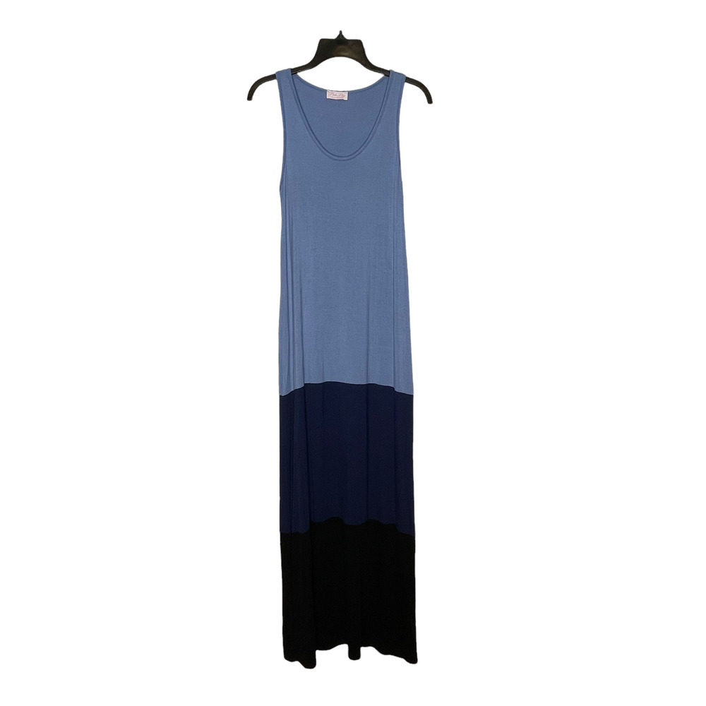 Pink Lily Womens Tank Top Dress Size Small Blues & Black Maxi Stretch
